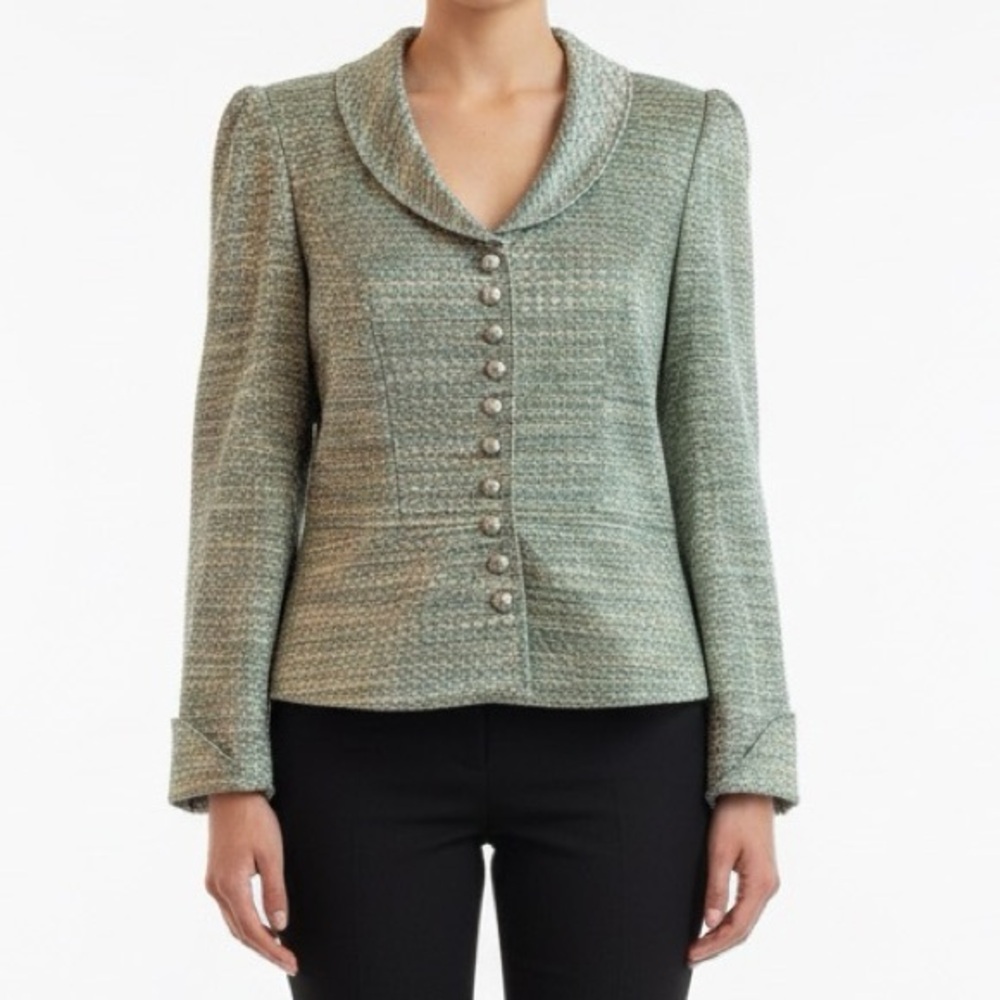 Isabel & Nina metallic green gold texture design Blazer Jacket sz. 6